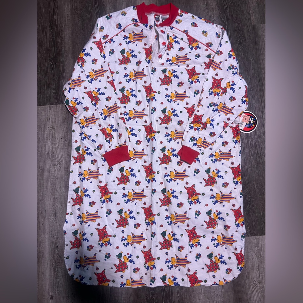 Vintage nostalgic holiday reindeer Colorful Pajama night gown